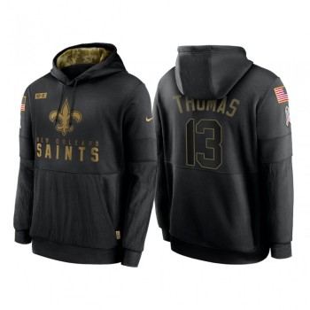 Men's New Orleans Saints #13 Michael Thomas 2020 Black Salute to Service Sideline Performance Pullover Hoodie Men's New Orleans Saints #13 Michael Thomas 2020 Black Salute to Service Sideline Performance Pullover Hoodie