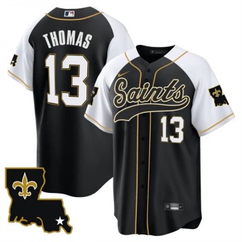 Men's New Orleans Saints #13 Michael Thomas Black/White 1987 Legacy Cool Base Stitched Baseball Jersey Men's New Orleans Saints #13 Michael Thomas Black/White 1987 Legacy Cool Base Stitched Baseball Jersey
