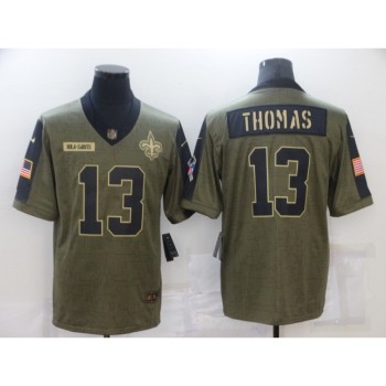 Men's New Orleans Saints #13 Michael Thomas Olive 2021 Salute To Service Limited Player Jersey Men's New Orleans Saints #13 Michael Thomas Olive 2021 Salute To Service Limited Player Jersey