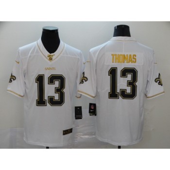 Men's New Orleans Saints #13 Michael Thomas White 2019 100th Season Golden Edition Limited Stitched NFL Jersey Men's New Orleans Saints #13 Michael Thomas White 2019 100th Season Golden Edition Limited Stitched NFL Jersey