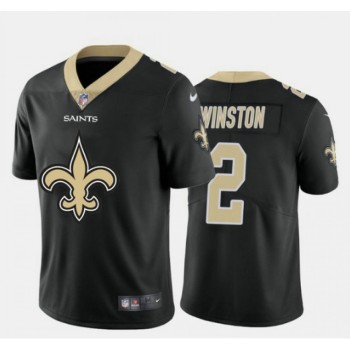 Men's New Orleans Saints #2 Jameis Winston Black 2020 Team Big Logo Limited Stitched Jersey Men's New Orleans Saints #2 Jameis Winston Black 2020 Team Big Logo Limited Stitched Jersey