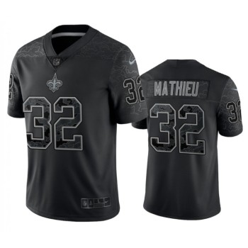 Men's New Orleans Saints #32 Tyrann Mathieu Black Reflective Limited Stitched Football Jersey Men's New Orleans Saints #32 Tyrann Mathieu Black Reflective Limited Stitched Football Jersey