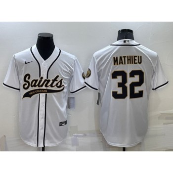 Men's New Orleans Saints #32 Tyrann Mathieu White Cool Base Stitched Baseball Jersey Men's New Orleans Saints #32 Tyrann Mathieu White Cool Base Stitched Baseball Jersey