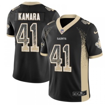 Men's New Orleans Saints #41 Alvin Kamara Black 2018 Drift Fashion Color Rush Limited Stitched NFL Jersey Men's New Orleans Saints #41 Alvin Kamara Black 2018 Drift Fashion Color Rush Limited Stitched NFL Jersey
