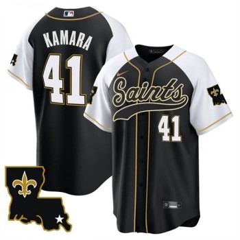 Men's New Orleans Saints #41 Alvin Kamara Black/White 1987 Legacy Cool Base Stitched Baseball Jersey Men's New Orleans Saints #41 Alvin Kamara Black/White 1987 Legacy Cool Base Stitched Baseball Jersey