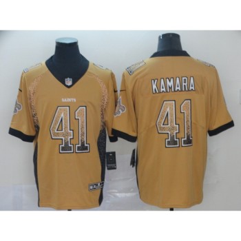 Men's New Orleans Saints #41 Alvin Kamara Gold 2019 Drift Fashion Color Rush Limited Stitched NFL Jersey Men's New Orleans Saints #41 Alvin Kamara Gold 2019 Drift Fashion Color Rush Limited Stitched NFL Jersey