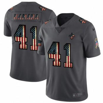 Men's New Orleans Saints #41 Alvin Kamara Grey 2019 Salute To Service USA Flag Fashion Limited Stitched NFL Jersey Men's New Orleans Saints #41 Alvin Kamara Grey 2019 Salute To Service USA Flag Fashion Limited Stitched NFL Jersey