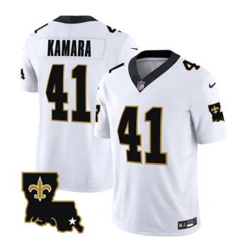 Men's New Orleans Saints #41 Alvin Kamara White 2023 F.U.S.E. 1987 Legacy Vapor Stitched Jersey Men's New Orleans Saints #41 Alvin Kamara White 2023 F.U.S.E. 1987 Legacy Vapor Stitched Jersey