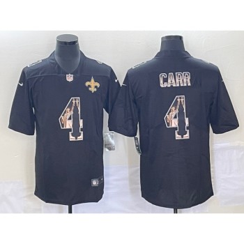 Men's New Orleans Saints #4 Derek Carr Black Statue of Liberty Limited Stitched Jersey Men's New Orleans Saints #4 Derek Carr Black Statue of Liberty Limited Stitched Jersey