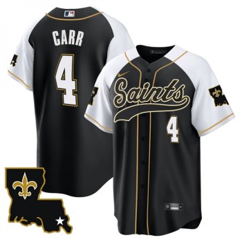 Men's New Orleans Saints #4 Derek Carr Black/White 1987 Legacy Cool Base Stitched Baseball Jersey Men's New Orleans Saints #4 Derek Carr Black/White 1987 Legacy Cool Base Stitched Baseball Jersey