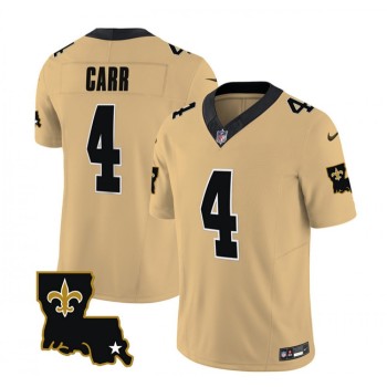 Men's New Orleans Saints #4 Derek Carr Gold 2023 F.U.S.E. 1987 Legacy Vapor Stitched Jersey Men's New Orleans Saints #4 Derek Carr Gold 2023 F.U.S.E. 1987 Legacy Vapor Stitched Jersey