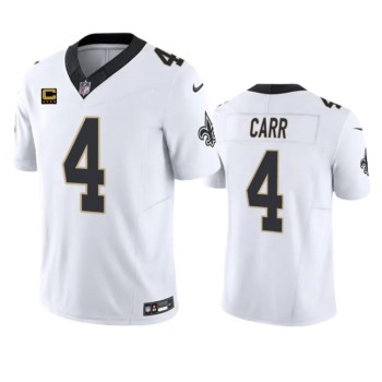 Men's New Orleans Saints #4 Derek Carr White 2023 F.U.S.E. With 4-Star C Patch Vapor Untouchable Limited Stitched Jersey Men's New Orleans Saints #4 Derek Carr White 2023 F.U.S.E. With 4-Star C Patch Vapor Untouchable Limited Stitched Jersey