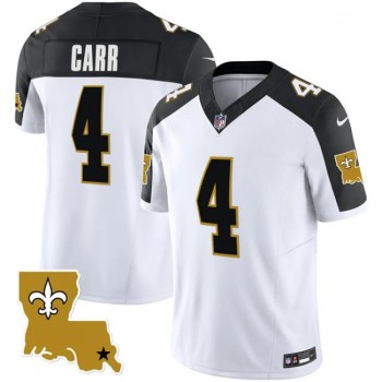Men's New Orleans Saints #4 Derek Carr White Black 2023 F.U.S.E. 1987 Legacy Vapor Stitched Jersey Men's New Orleans Saints #4 Derek Carr White Black 2023 F.U.S.E. 1987 Legacy Vapor Stitched Jersey