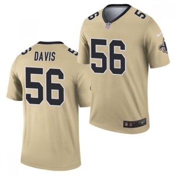 Men's New Orleans Saints #56 Demario Davis 2021 Gold Inverted Legend Stitched Jersey Men's New Orleans Saints #56 Demario Davis 2021 Gold Inverted Legend Stitched Jersey