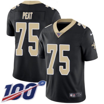 Men's New Orleans Saints #75 Andrus Peat 100th Season Black Vapor Untouchable Limited Jersey Men's New Orleans Saints #75 Andrus Peat 100th Season Black Vapor Untouchable Limited Jersey