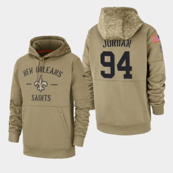 Men's New Orleans Saints #94 Cameron Jordan Tan 2019 Salute to Service Sideline Therma Pullover Hoodie Men's New Orleans Saints #94 Cameron Jordan Tan 2019 Salute to Service Sideline Therma Pullover Hoodie