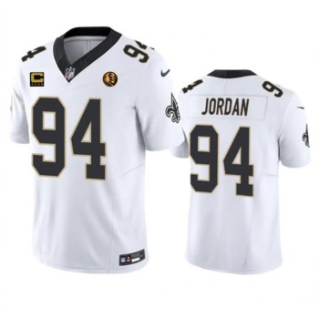 Men's New Orleans Saints #94 Cameron Jordan White 2023 F.U.S.E. With 4-star C Patch And John Madden Patch Vapor Limited Stitched Football Jersey Men's New Orleans Saints #94 Cameron Jordan White 2023 F.U.S.E. With 4-star C Patch And John Madden Patch Vapor Limited Stitched Football Jersey