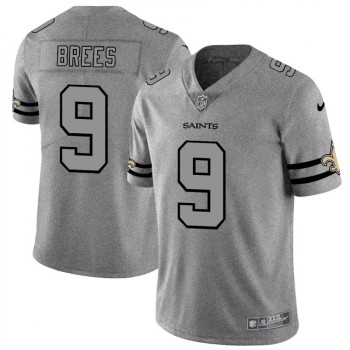 Men's New Orleans Saints #9 Drew Brees 2019 Gray Gridiron Team Logo Limited Stitched NFL Jersey Men's New Orleans Saints #9 Drew Brees 2019 Gray Gridiron Team Logo Limited Stitched NFL Jersey