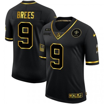 Men's New Orleans Saints #9 Drew Brees 2020 Black/Gold Salute To Service Limited Stitched Jersey Men's New Orleans Saints #9 Drew Brees 2020 Black/Gold Salute To Service Limited Stitched Jersey
