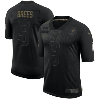 Men's New Orleans Saints #9 Drew Brees 2020 Black Salute To Service Limited Stitched Jersey Men's New Orleans Saints #9 Drew Brees 2020 Black Salute To Service Limited Stitched Jersey