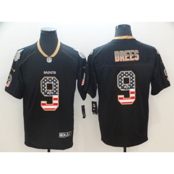 Men's New Orleans Saints #9 Drew Brees Black 2018 USA Flag Color Rush Limited Fashion NFL Stitched Jersey Men's New Orleans Saints #9 Drew Brees Black 2018 USA Flag Color Rush Limited Fashion NFL Stitched Jersey