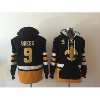 Men's New Orleans Saints #9 Drew Brees Black All Stitched NFL Hoodie Sweatshirt Men's New Orleans Saints #9 Drew Brees Black All Stitched NFL Hoodie Sweatshirt