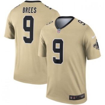 Men's New Orleans Saints #9 Drew Brees Gold Inverted Legend Jersey Men's New Orleans Saints #9 Drew Brees Gold Inverted Legend Jersey