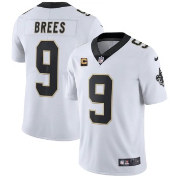 Men's New Orleans Saints #9 Drew Brees White With C Patch Stitched NFL Jersey Men's New Orleans Saints #9 Drew Brees White With C Patch Stitched NFL Jersey