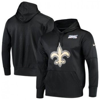 Men's New Orleans Saints Black 100th Season Primary Logo Circuit Performance Pullover Hoodie Men's New Orleans Saints Black 100th Season Primary Logo Circuit Performance Pullover Hoodie