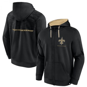 Men's New Orleans Saints Black Defender Evo Full-Zip Hoodie Men's New Orleans Saints Black Defender Evo Full-Zip Hoodie