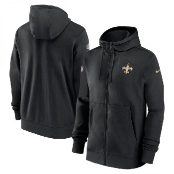Men's New Orleans Saints Black Sideline Club Performance Full-Zip Hoodie Men's New Orleans Saints Black Sideline Club Performance Full-Zip Hoodie