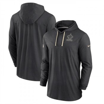 Men's New Orleans Saints Black Sideline Pop Performance Pullover Long Sleeve Hoodie T-Shirt Men's New Orleans Saints Black Sideline Pop Performance Pullover Long Sleeve Hoodie T-Shirt