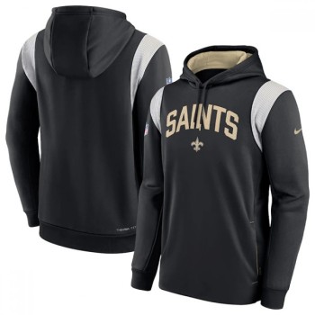 Men's New Orleans Saints Black Sideline Stack Performance Pullover Hoodie 001 Men's New Orleans Saints Black Sideline Stack Performance Pullover Hoodie 001
