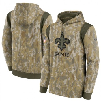 Men's New Orleans Saints Camo 2021 Salute To Service Therma Performance Pullover Hoodie Men's New Orleans Saints Camo 2021 Salute To Service Therma Performance Pullover Hoodie