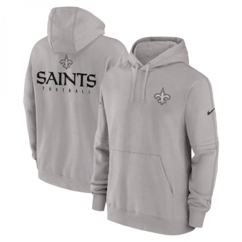 Men's New Orleans Saints Grey Sideline Club Fleece Pullover Hoodie Men's New Orleans Saints Grey Sideline Club Fleece Pullover Hoodie