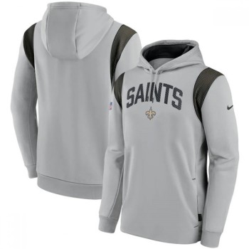 Men's New Orleans Saints Grey Sideline Stack Performance Pullover Hoodie 002 Men's New Orleans Saints Grey Sideline Stack Performance Pullover Hoodie 002