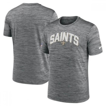 Men's New Orleans Saints Grey Sideline Velocity Stack Performance T-Shirt Men's New Orleans Saints Grey Sideline Velocity Stack Performance T-Shirt