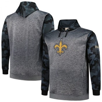 Men's New Orleans Saints Heather Charcoal Big & Tall Camo Pullover Hoodie Men's New Orleans Saints Heather Charcoal Big & Tall Camo Pullover Hoodie