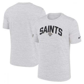 Men's New Orleans Saints White Sideline Velocity Stack Performance T-Shirt Men's New Orleans Saints White Sideline Velocity Stack Performance T-Shirt