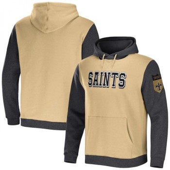 Men's New Orleans Saints x Darius Rucker Collection Gold/Charcoal Colorblock Pullover Hoodie Men's New Orleans Saints x Darius Rucker Collection Gold/Charcoal Colorblock Pullover Hoodie
