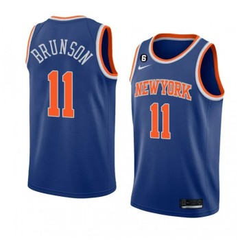 Men's New Yok Knicks #11 Jalen Brunson Blue With NO.6 Patch Stitched Basketball Jersey Men's New Yok Knicks #11 Jalen Brunson Blue With NO.6 Patch Stitched Basketball Jersey