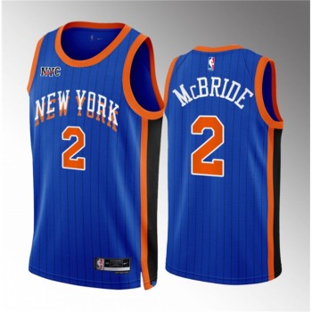 Men's New Yok Knicks #2 Miles McBride Blue 2023/24 City Edition Stitched Basketball Jersey Men's New Yok Knicks #2 Miles McBride Blue 2023/24 City Edition Stitched Basketball Jersey