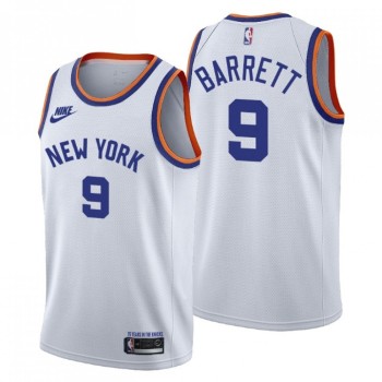 Men's New Yok Knicks #9 RJ Barrett 2021/2022 White 75th Anniversary City Edition Stitched Jersey Men's New Yok Knicks #9 RJ Barrett 2021/2022 White 75th Anniversary City Edition Stitched Jersey