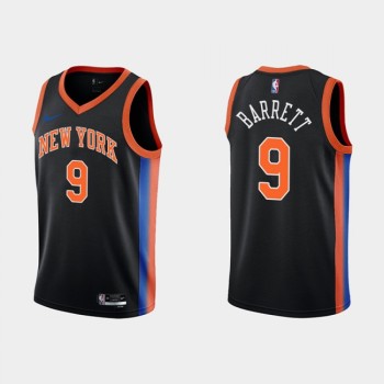 Men's New Yok Knicks #9 RJ Barrett 2022-23 Black City Edition Stitched Basketball Jersey Men's New Yok Knicks #9 RJ Barrett 2022-23 Black City Edition Stitched Basketball Jersey