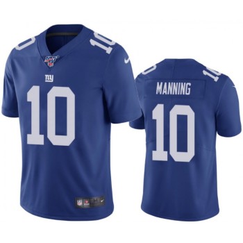 Men's New York Giants #10 Eli Manning Blue 2019 100th Season Vapor Untouchable Limited Stitched NFL Jersey Men's New York Giants #10 Eli Manning Blue 2019 100th Season Vapor Untouchable Limited Stitched NFL Jersey