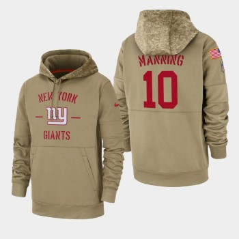 Men's New York Giants #10 Eli Manning Tan 2019 Salute to Service Sideline Therma Pullover Hoodie Men's New York Giants #10 Eli Manning Tan 2019 Salute to Service Sideline Therma Pullover Hoodie