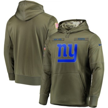 Men's New York Giants 2018 Olive Salute to Service Sideline Therma Performance Pullover Stitched NFL Hoodie Men's New York Giants 2018 Olive Salute to Service Sideline Therma Performance Pullover Stitched NFL Hoodie