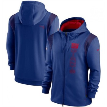 Men's New York Giants 2021 Royal Sideline Team Performance Full-Zip Hoodie Men's New York Giants 2021 Royal Sideline Team Performance Full-Zip Hoodie