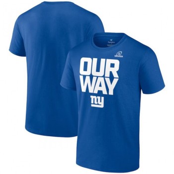 Men's New York Giants 2022 Royal Playoffs Wild Card Our Way T-Shirt Men's New York Giants 2022 Royal Playoffs Wild Card Our Way T-Shirt