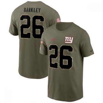 Men's New York Giants #26 Saquon Barkley 2022 Olive Salute to Service T-Shirt Men's New York Giants #26 Saquon Barkley 2022 Olive Salute to Service T-Shirt